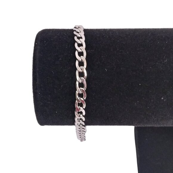 STERLING SILVER LINK NECKLACE AND BRACELET SET - Picture 2 of 3